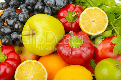 beautiful background of set of vegetables and fruits