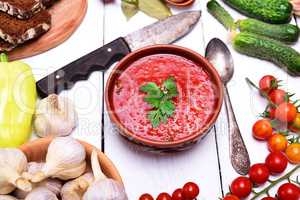Soup of fresh vegetables gazpacho