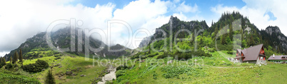 Panoramic view of Mount Bucegi on summer