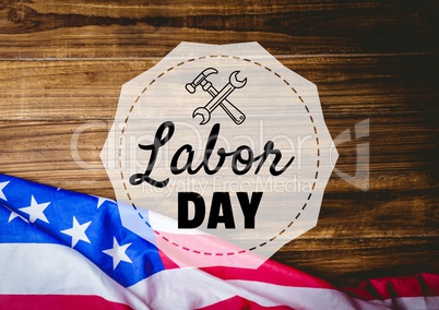 Labor day text over US flag