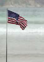 USA flag in the beach