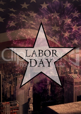 Labor day text over US flag