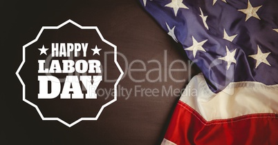 Labor day text over US flag