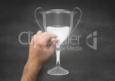 Person touching a trophy