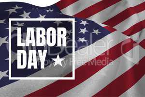 Labor day text over US flag