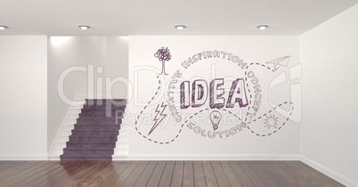 Conceptual graphic on 3D room wall