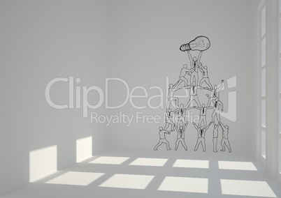 Conceptual graphic on 3D room wall