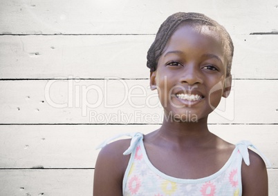 Girl with bright wooden background