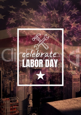 Labor day text over US flag