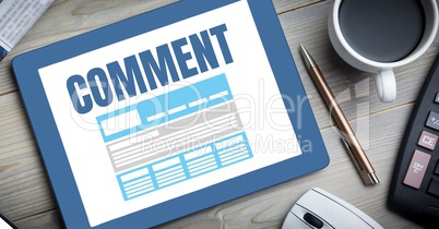 Comment text and graphic on tablet screen Comment text and graphic on tablet screen