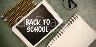 Composite image of back to school text on white background