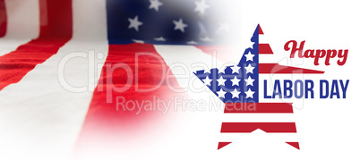 Composite image of composite image of happy labor day text and star shape american flag