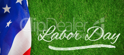 Composite image of panoramic shot of labor day text