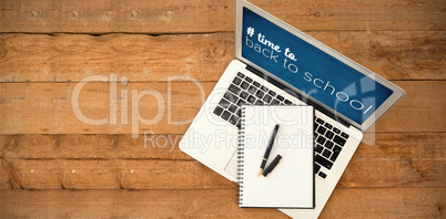 Composite image of back to school text with hashtag