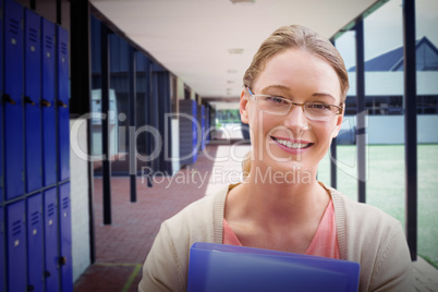 Composite image of teaching student smiling