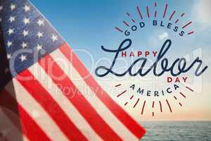 Composite image of composite image of happy labor day and god bless america text