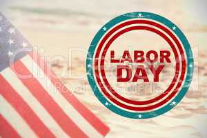 Composite image of labor day text in circles
