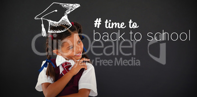 Composite image of back to school text with hashtag