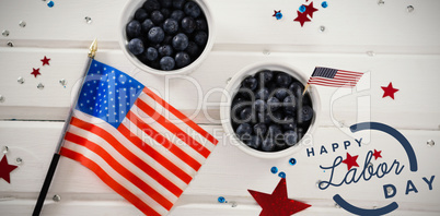 Composite image of digital composite image of happy labor day text with blue outline