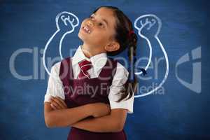 Composite image of thoughtful schoolgirl looking away