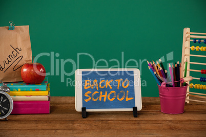 Composite image of graphic image of red back to school text