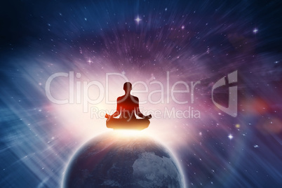 Composite image of silhouette woman doing meditation