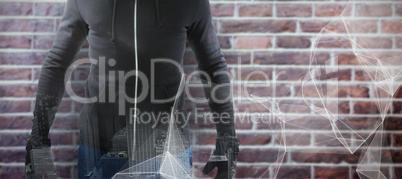 Composite image of robber wearing black hoodie
