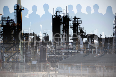 Composite image of business people on white background