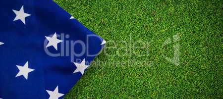 Composite image of american flag on white background