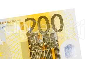Two hundred euro banknote isolated on white background.