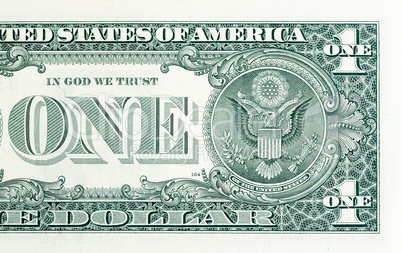 Close up of a one dollar banknote.