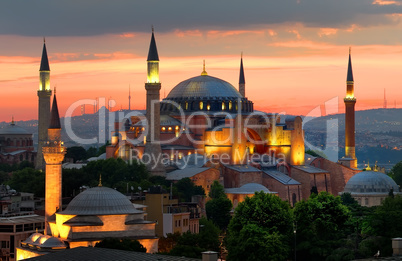 Hagia Sophia and sunset