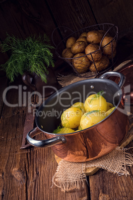 fresh boiled young potatoes with butter