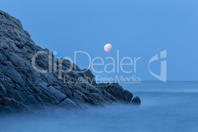 Coastal with rocks ,long exposure picture from Costa Brava, Spai