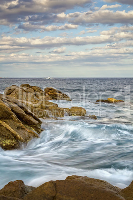 Coastal with rocks ,long exposure picture from Costa Brava, Spai