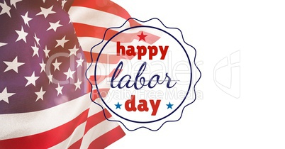 Labor day text over US flag