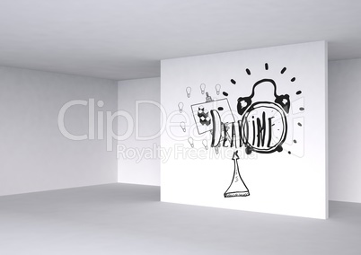 Conceptual graphic on 3D room wall