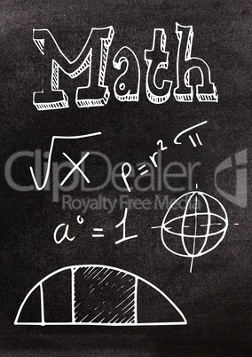 Math doodles on blackboard