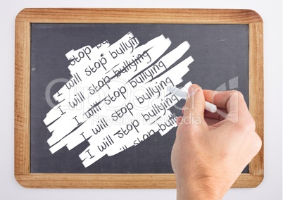 Hand writing I will stop bullying on blackboard