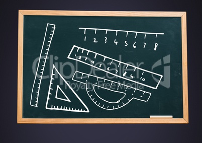 rulers on blackboard