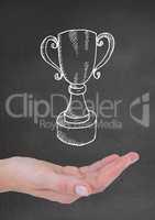 Person holding a trophy icon