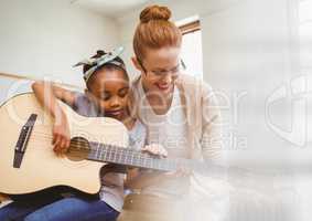 Music teacher with student