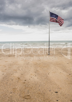 USA flag in the beach