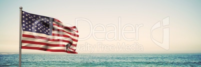 3D USA flag against beach background