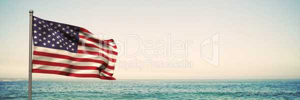 3D USA flag against beach background