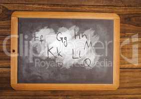 letters on blackboard