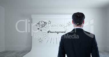 Conceptual graphic on 3D room wall
