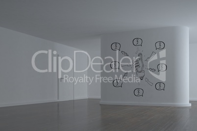 Conceptual graphic on 3D room wall