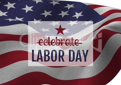 Labor day text over US flag