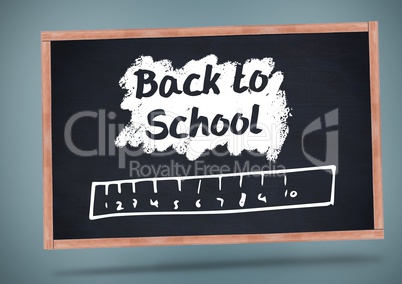 Back to school  text with ruler on blackboard
